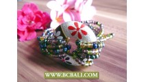 bead bracelets wooden handpainted flower