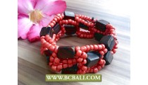 Ethnic Unique Beaded Wood Bracelet Stretching 