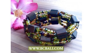 Ethnic Seeds Beads Wood Bracelet Stretch 