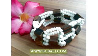 Ethnic Wooden Beaded Stretching Bracelet Handmade