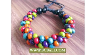 multi color beads wooden bracelets handmade 