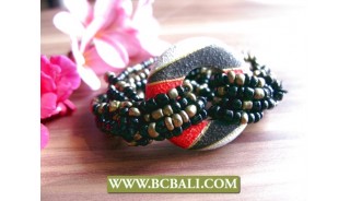 organic wooden hand painted bracelets beads