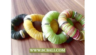 bali seashells coins stretch bracelets fancy color