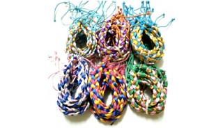 bracelets braid weave rainbow color mixed polyester