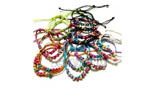 braid bracelets friendship weave wood beading mix color