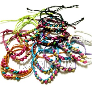 braid bracelets friendship weave wood beading mix color