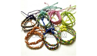 friendship hemp bracelets braids leather rainbow two color