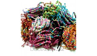 braid bracelets friendship weave wood beading mix color