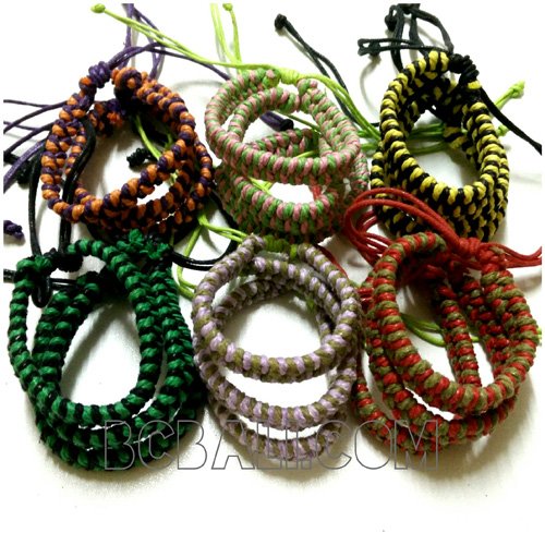 Mix color braid bracelet friendship leather strings two color braid