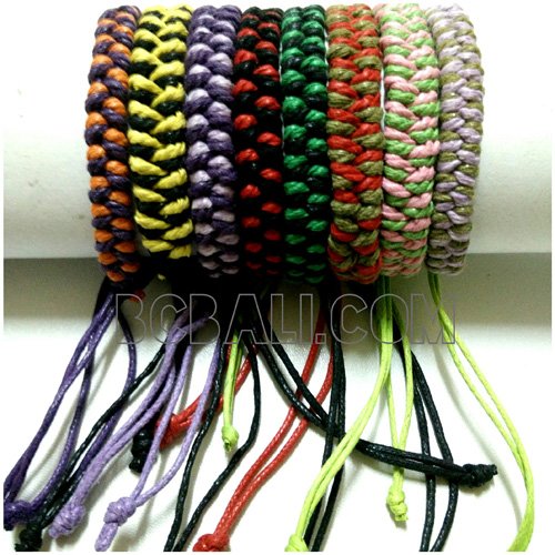 Mix color braid bracelet friendship leather strings two color braid