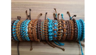 hemp leather braids bracelets mix color 