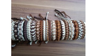 leather hemp braids bracelets straw