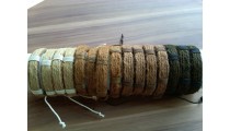 3 color hemp bracelets natural with leather