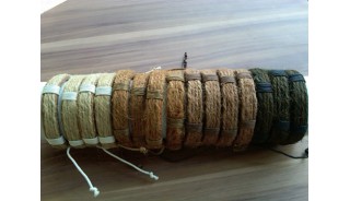 3 color hemp bracelets natural with leather