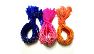 3 color braids bracelets strings charm glass bead