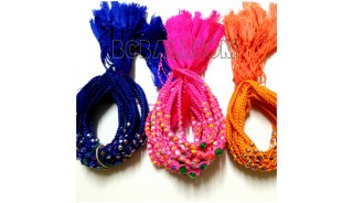 3 color braids bracelets strings charm glass bead