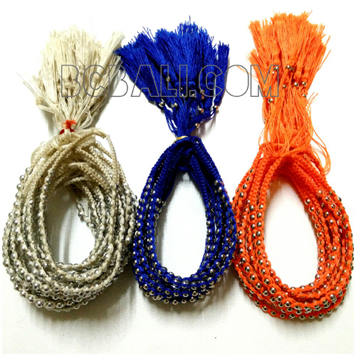 3 color bracelets string charm silver beads - braids friendship