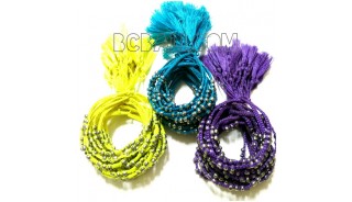 tassel bracelets braids string mono color silver bead