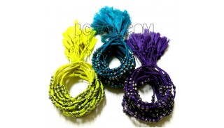 tassel bracelets braids string mono color silver bead
