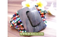 Beads Multi Color Seed Beads Wood Clasp