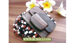 Ethnic Wooden Buckles Beads Bracelets