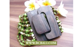 Mix Color Beads Strand Wooden Buckles