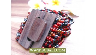 Multi Seeds Beads Stretch Bracelets Wood