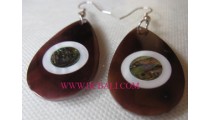 Black Earrings Shells Abalone Hooked