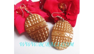 Bone Carved Hook Earrings Hand Work