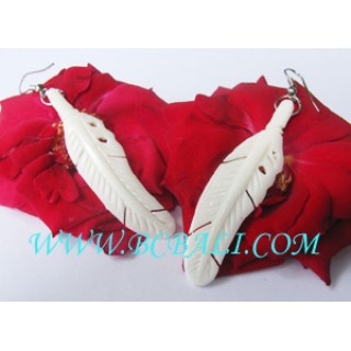 Bone Earring Carving Feather
