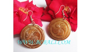 Bone Earring Floral Carving Hand Made