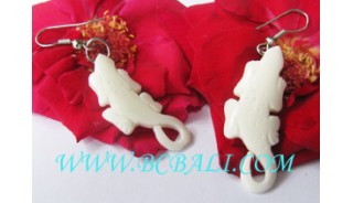 Bone Carved Earring Gecko