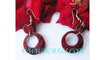 Hooks Earring Red Coral Shell Resin