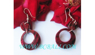 Hooks Earring Red Coral Shell Resin