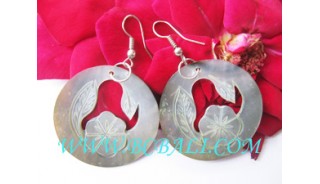 Hand Carved Shells Earrings Flower