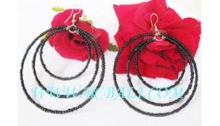 Sequins Beads Earring Black