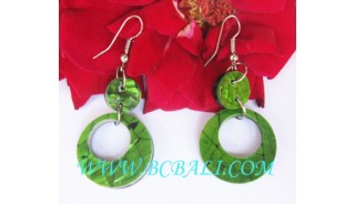 Women's Earring Shell Green Hooks