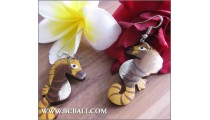 Bali Exotic Earrings Wooden Carved Painting 