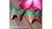 Bali Fashion Earrings Buterfly Painting Wood