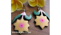 Bali Flower Carving Wooden Earrings