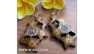 Bali Hand Carving Wooden Earrings Fashion