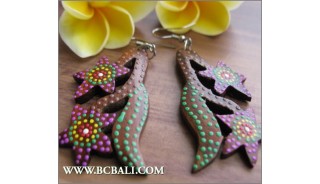 Exotic Flower Earrings Fashion Wood Painting