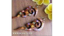Tribal Earring Painted Wood Carved Bali