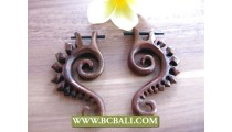 Bali Natural Wood Earring Carving