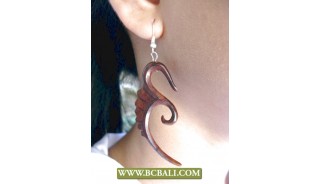 Bali Wooden Tribal Earring Carving