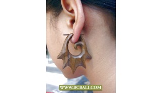 Bali Split Wooden Earrings Piercings Tribal Ethnic 