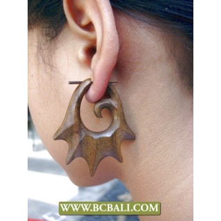 Balinese Carved Wooden Earring Fashion