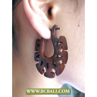 Organic Wooden Earring Hand Carving