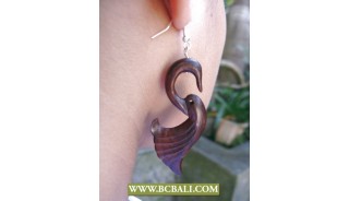 Hand Carving Wooden Swan Earring Fashion