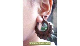 Bali Split Wooden Earrings Piercings Tribal Ethnic 